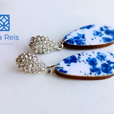 Brincos floral azul