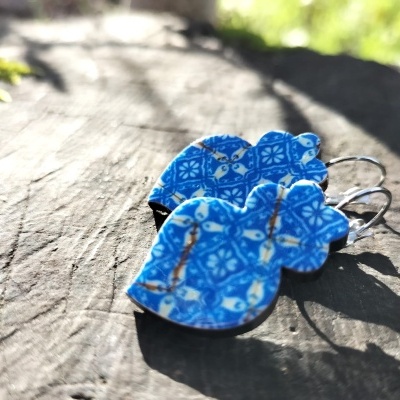 Brincos Coração de Viana azulejo azul