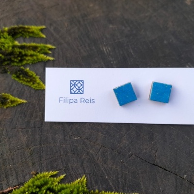 Brincos pequenos espigão quadrado azulejos