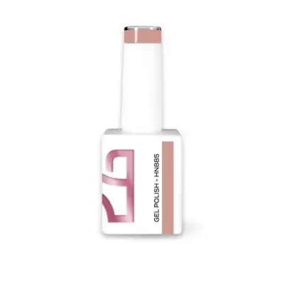 frasco de verniz gel para unhas branco com tampa alta e rótulo com texto