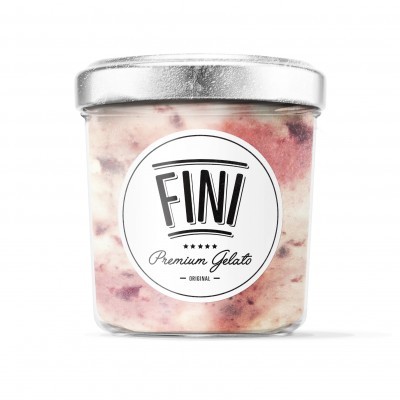 Copo de gelado FINI Premium Gelato Original com tampa metálica.