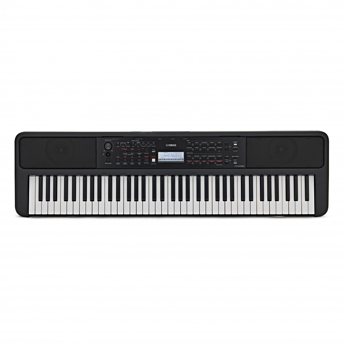 Yamaha PSR EW320 Teclado musical preto Yamaha com 61 teclas e painel digital ao centro