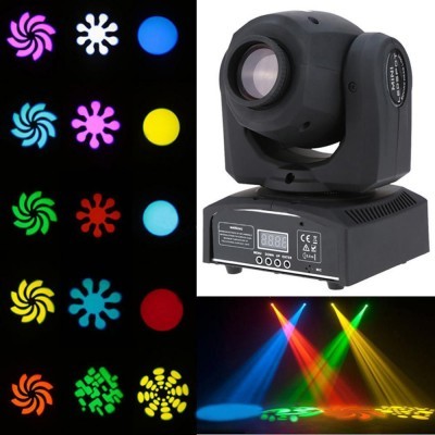 ADX MOVING HEAD Led 10w branco + 7 cores. 7 Gobos + Spot Fixos