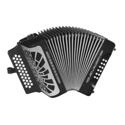 Concertina Hohner El Rey del Vallenato Preto Grelha Prata GCF(SOL)