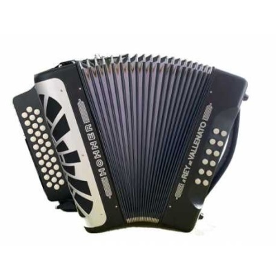 Concertina Hohner El Rey Del Vallenato 3ªvoz (ADG)  Preto/Cromado (LÁ)