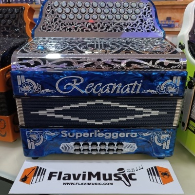 Concertina Recanati Superleggera Quarta Voz Azul e Prateada