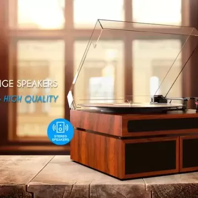 Wiibo Mustang 1970-BT GIRA-DISCOS VINTAGE CASTANHO (BLUETOOTH C/COLUNA)