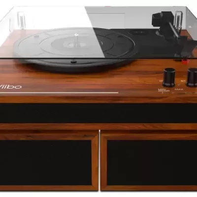 Wiibo Mustang 1970-BT GIRA-DISCOS VINTAGE CASTANHO (BLUETOOTH C/COLUNA)