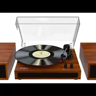 Wiibo Mustang 1970-BT GIRA-DISCOS VINTAGE CASTANHO (BLUETOOTH C/COLUNA)