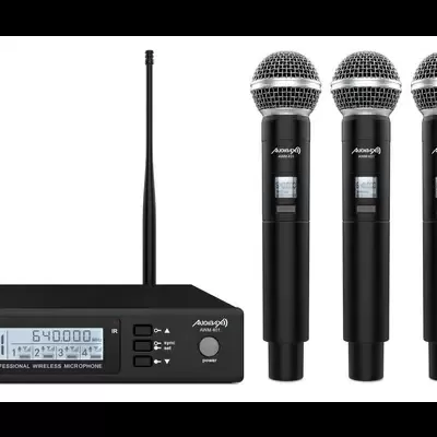 MICROFONE ADX AWM 401 SISTEMA DE 4 MICROFONES S/FIOS UHF 4 CANAIS