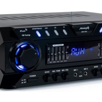 AUDIBAX ZERO 1000 Amplificador HiFi Bluetooth Karaoke 80 + 80W con entrada de 2 Micros USB y SD