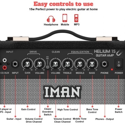 Iman Helium 15 Amplificador de Guitarra Elétrica