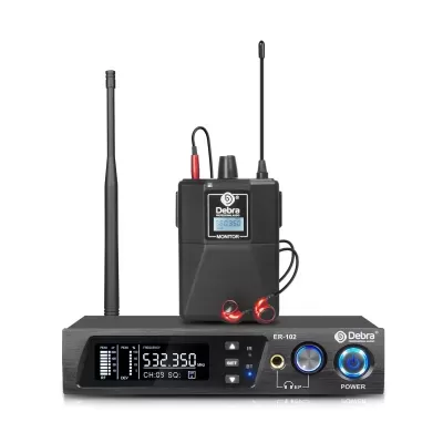 D Debra Audio PRO ER-102 UHF Dual Channel sem fio no sistema de monitoramento de ouvido