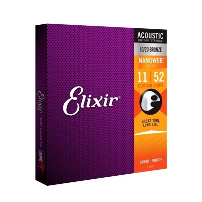 Elixir 11027 NANOWEB Custom Light GUITARRA ACUSTICA, 11-52