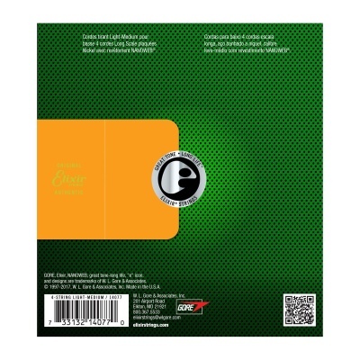 Elixir 14077 NANOWEB Nickel Plated Bass 4 Strings, 45-105