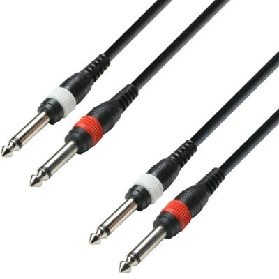 ADAM HALL CABO K3 TPP 0600 CABO AUDIO de 2 JACK 6,3 MM MONO / 2 JACK 6,3 MM MONO 6M