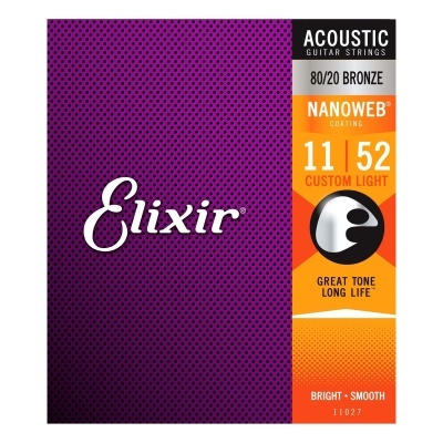 Elixir 11027 NANOWEB Custom Light GUITARRA ACUSTICA, 11-52