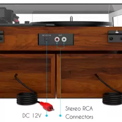 Wiibo Mustang 1970-BT GIRA-DISCOS VINTAGE CASTANHO (BLUETOOTH C/COLUNA)