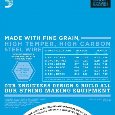 D'Addario Jogo Guitarra Elétrica EXL110 010-046