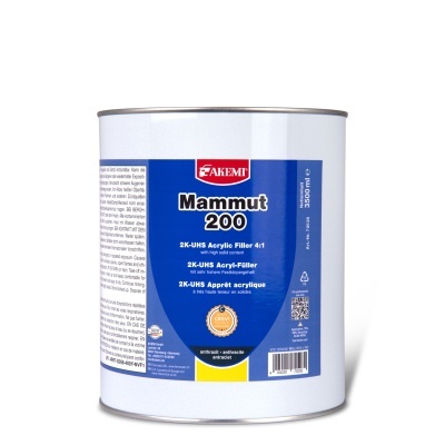 Lata branca com rótulo azul de produto industrial Mammut 200 Akemi