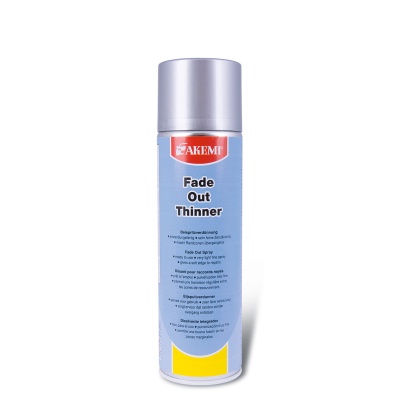 Spray aerosol AKEEM Fade Out Thinner com rótulo azul e amarelo