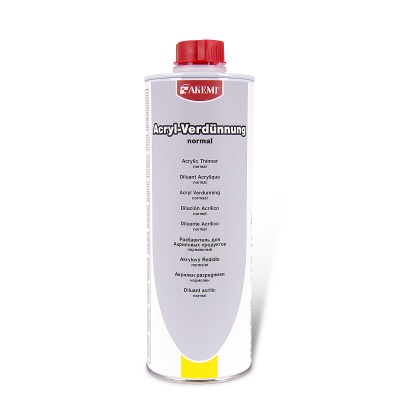 Frasco metálico de diluente acrílico normal AKEMI com tampa vermelha