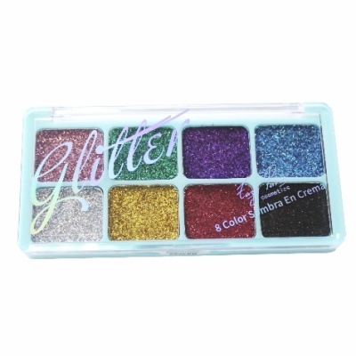 Paleta de sombras em creme glitter com oito cores