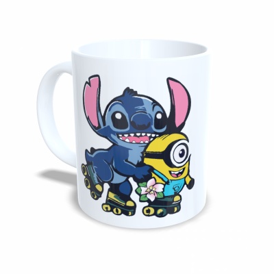 Caneca Stitch e Minion Patinadores