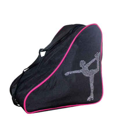 Saco para patins Preto e Rosa com Boneca Patinadora