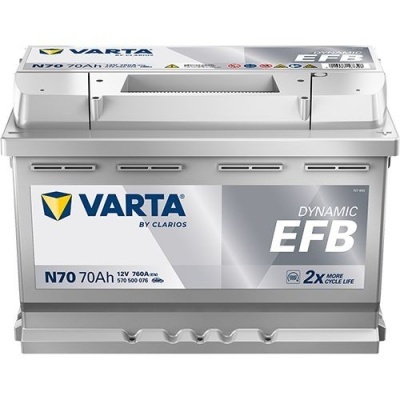 Bateria automóvel Varta Dynamic EFB N70 70Ah 12V 760A com etiqueta cinzenta