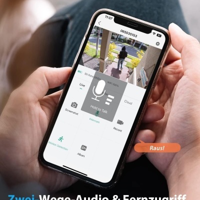 Câmara vigilância preta 360º áudio bidirecional solar rotativa 2K wi-fi PTZ