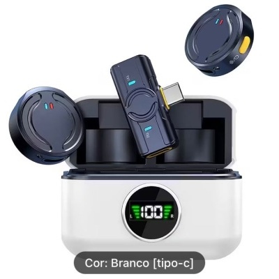 Microfone sem fios lapela para Type-C iPhone iPad Android