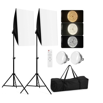Iluminação LED kit 2 softboxes bicolor com comando