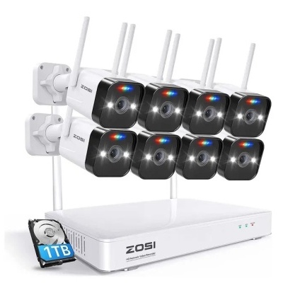 Kit CCTV câmaras vigilância 8 câmaras Wi-Fi 2K 8CH com NVR + disco