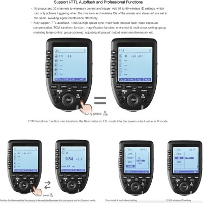 Disparador Godox XPro 2,4 G 1 / 8000 s HS