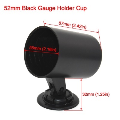 Suporte para manómetro preto 52mm com base redonda articulada