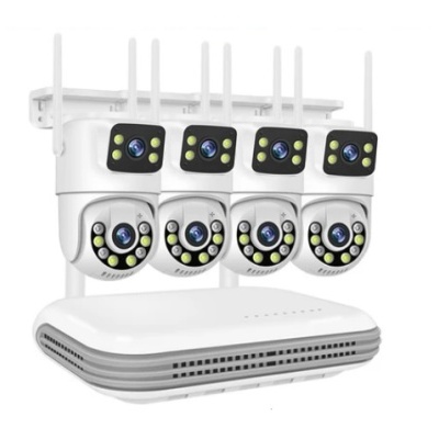 Kit CCTV câmaras rotativas 2 lentes videovigilância 8CH 4 câmaras 2+2MP WiFi
