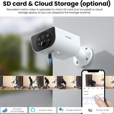 Câmara wi-fi exterior 2K com painel solar e bateria - Alexa Câmara wi-fi exterior 2K com painel solar e bateria - Alexa