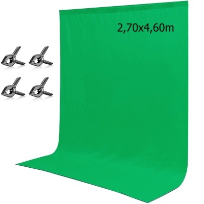 Fundo foto vídeo chromakey algodão Neewer 2,7x4,6m + 4 molas fixação