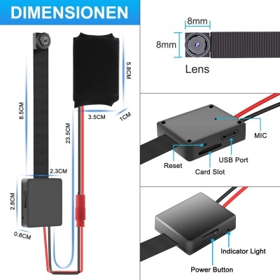 Mini câmara a bateria discreta 1080p deteção movimento micro