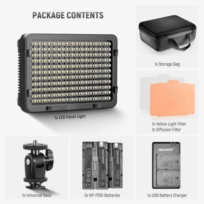 Iluminador LED para câmara DSLR com 2 baterias + acessórios