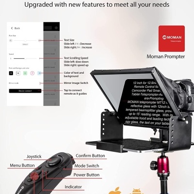 Teleponto 12 polegadas para DSLR ou smartphone vídeo Teleprompter portátil