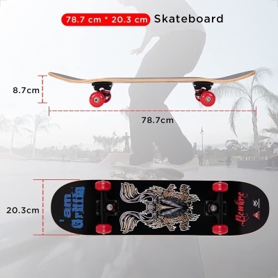 Skateboard 70 x 20 cm, 7 camadas skate rolamentos ABEC-7