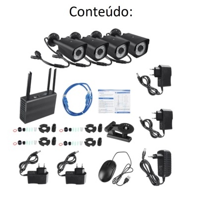 CCTV wifi 4 câmaras kit de vídeo vigilância 1080p