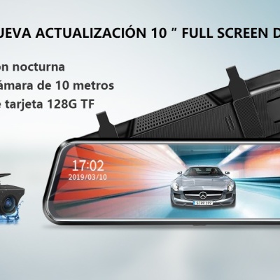 Câmara espelho retrovisor carro ecrã 10" IPS touch FHD 1080p 170º + câmara traseira cabo 10m Câmara espelho retrovisor carro ecrã 10" IPS touch FHD 1080p 170º + câmara traseira cabo 10m