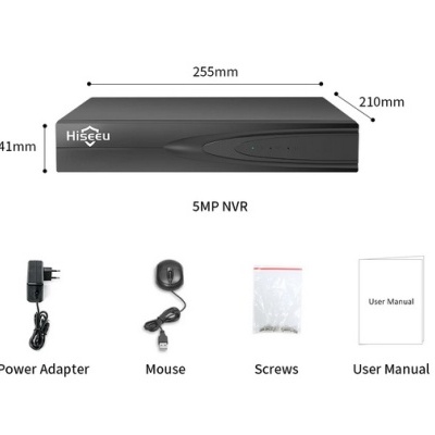 Gravador CCTV Hiseeu NVR H.265 16CH até 5MP ONVIF 2.0 IP