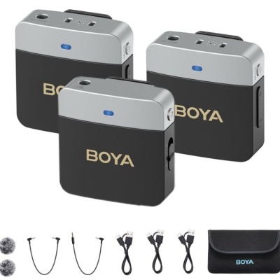 BOYA BY-M1V2 Microfone sem fios lavalier 2 emissores e 1 receptor