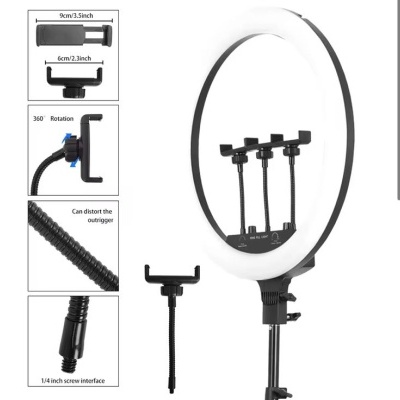 Anel luz RGB ringlight 48cm com tripé e comando 18"