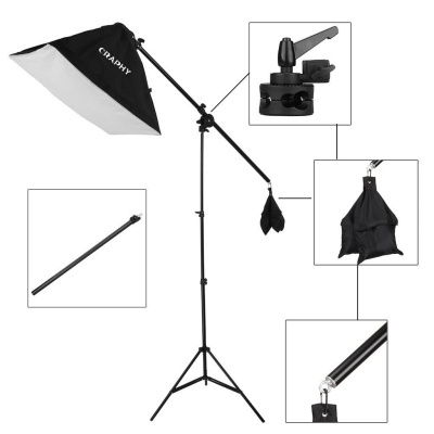 KIT estúdio fotografia com iluminação contínua e cenário 3 softboxes