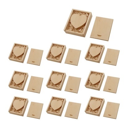 Pen drive 10 un. madeira coração gravação logótipo personalizável